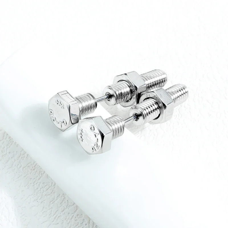 2pc Gothic Unisex Punk Rock Stainless Steel Nail Screw Piercing Stud Earrings Novelty Jewelry y260611 - view 7