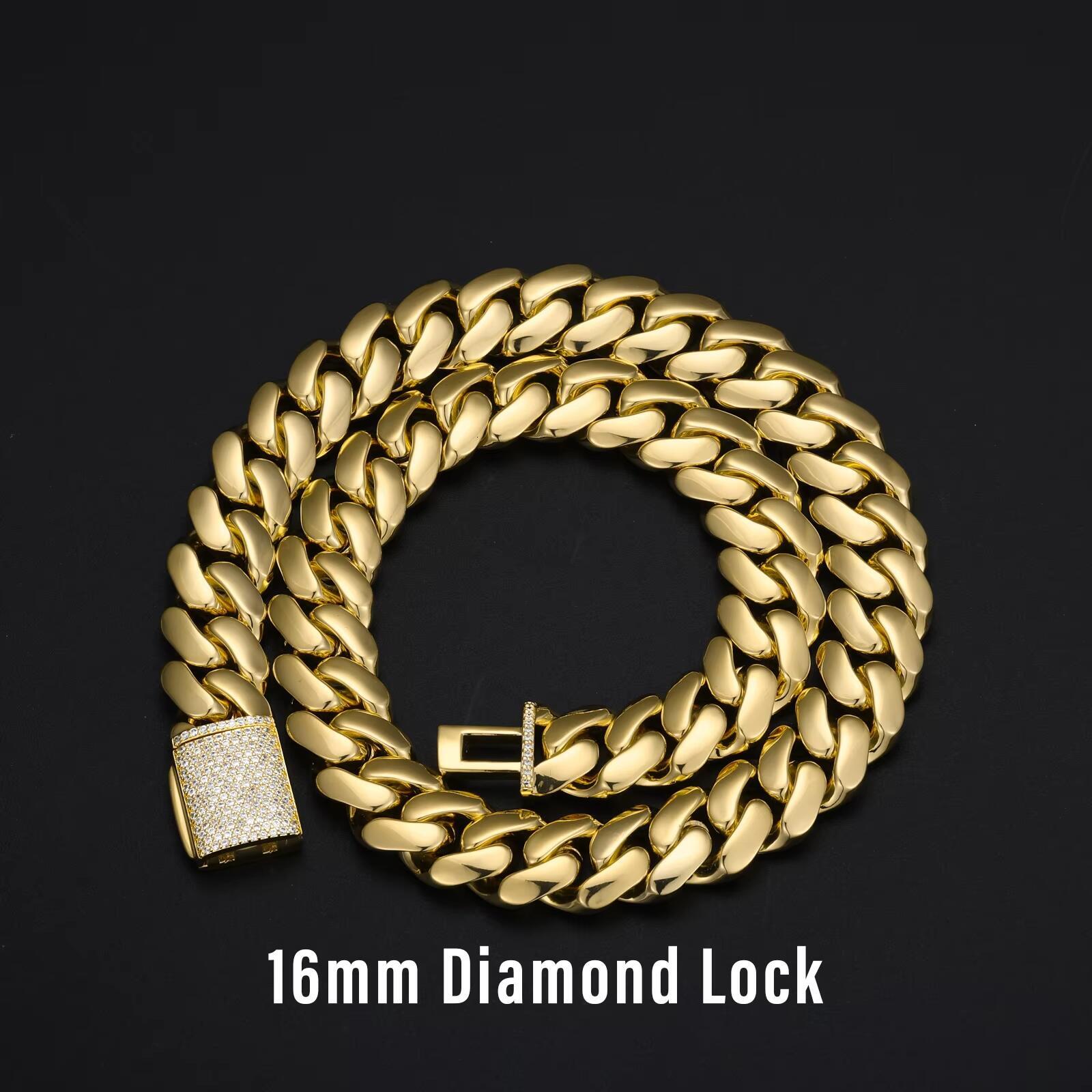 14k18k Gold Plated Plain Jewelry VVS Moissanite Clasp Link Chain 10MM 12MM 20MMCustom Rapper Men Hip Hop NecklaceMiami Cuban chain necklace - view 4