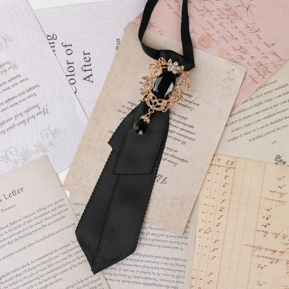 Fabric Bow Tie Rhinestones Shirt Decorative Accessory College Style British Korean Collar Pins Necktie for Women and Men Jewelry 260617 - view 5
