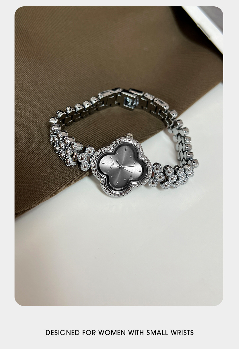 Luxury Womens Clover Bracelet Watch Vintage Quartz Wristwatch Waterproof Jewelry Style Brand Designer Fashion Accessory Gold Silver Floral Dial Elegan - view 7
