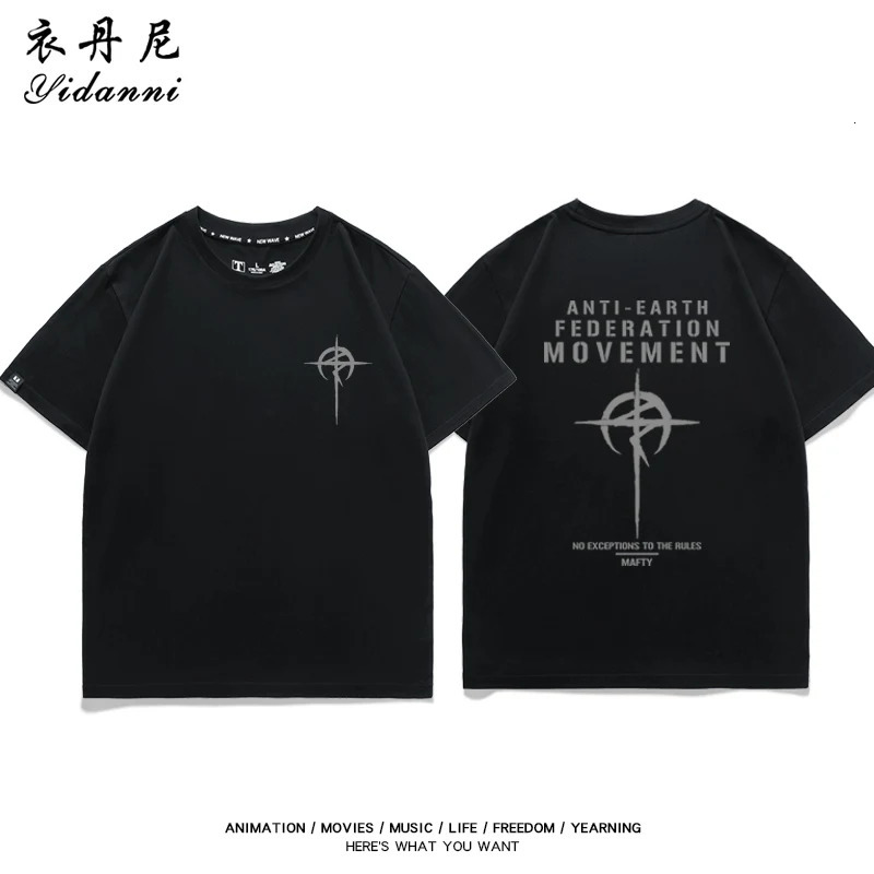 Summer 100 Cotton ShortSleeve Printed Mobile Suit Gundam Anime Peripheral TShirt Street Casual Mens Crew Neck y260617 - view 4