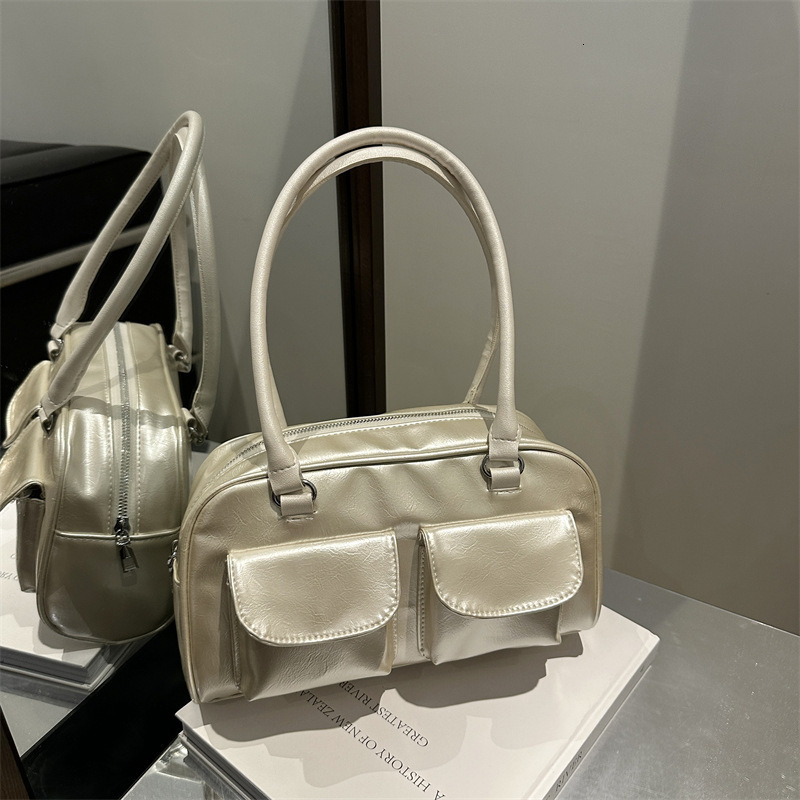 Shoulder Bag Creative Double Pocket Underarm Bag Vintage Womens Bag Large Capacity Commuter Bag Retro Adjustable Handbags 251217