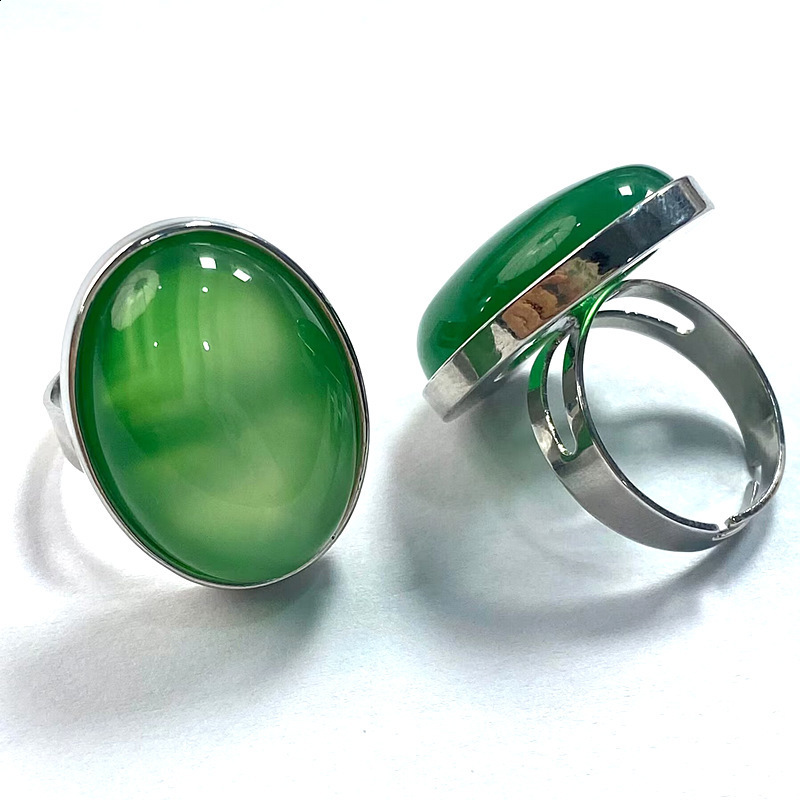 Pink Crystal Finger Ring Natural Stone Oval CAB Cabochon Bead White Opal Rhodonite Malachite Onyx Adjustable Ring For Women Man 251009