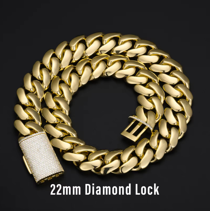 14k18k Gold Plated Plain Jewelry VVS Moissanite Clasp Link Chain 10MM 12MM 20MMCustom Rapper Men Hip Hop NecklaceMiami Cuban chain necklace - view 7