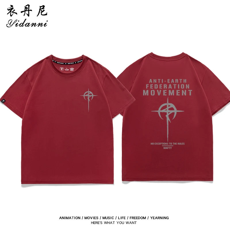 Summer 100 Cotton ShortSleeve Printed Mobile Suit Gundam Anime Peripheral TShirt Street Casual Mens Crew Neck y260617 - view 6