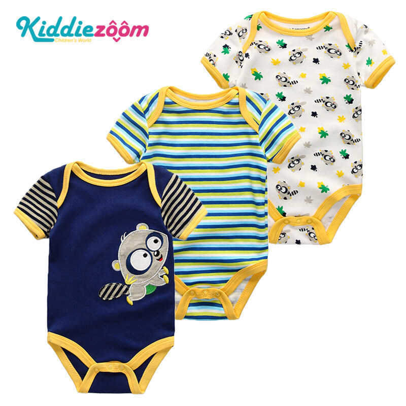 Kiddiezoom newborn bag fart clothes pure cotton clothes baby A-level triangle jumpsuit short sleeved crawling suit L260622S8X0