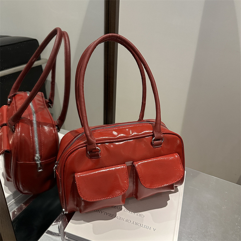 Shoulder Bag Creative Double Pocket Underarm Bag Vintage Womens Bag Large Capacity Commuter Bag Retro Adjustable Handbags 251217