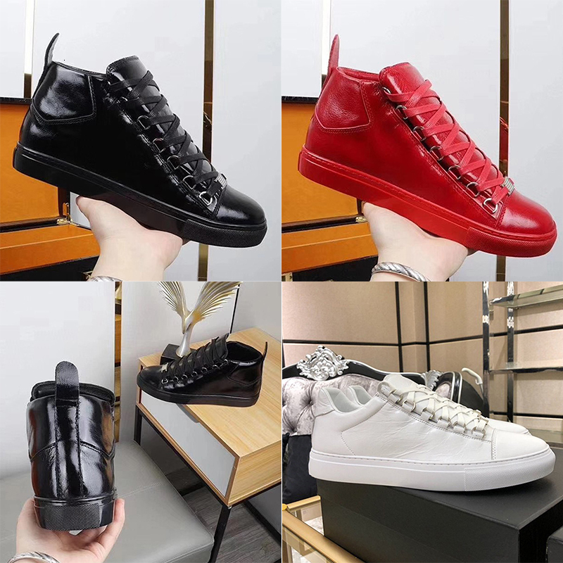 Luxury Men Arena Sneakers High Black Leather Mens Designer Trainers Low Causal Shoes Classic Sneaker Big Size 610