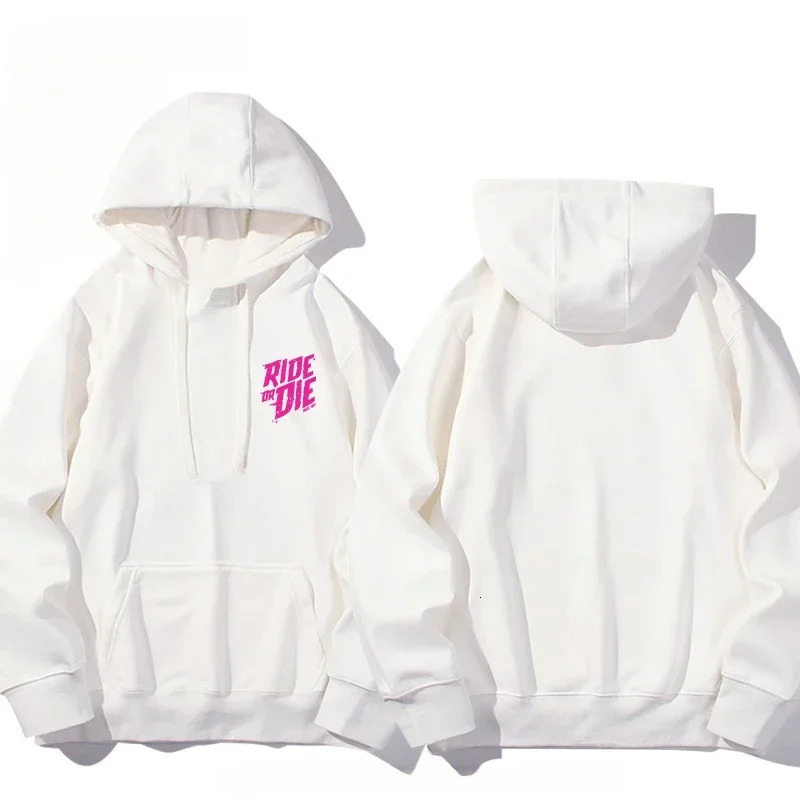 Mens Ride or Die Lettering Hoodie Printed Adult Casual Long Sleeve HipHop Street Sweatshirt Autumn and Winter Warm y260611 - view 5