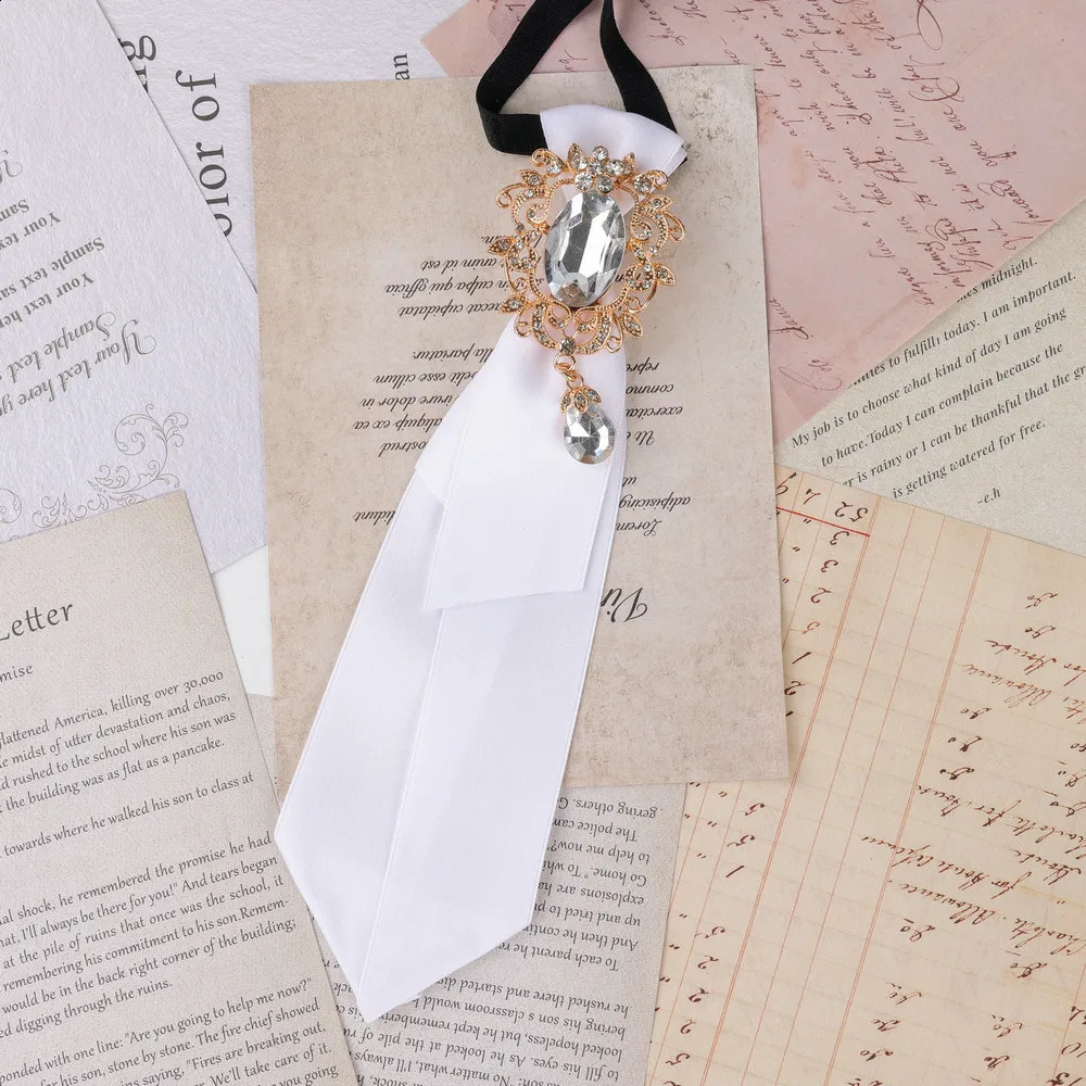 Fabric Bow Tie Rhinestones Shirt Decorative Accessory College Style British Korean Collar Pins Necktie for Women and Men Jewelry 260617 - view 6