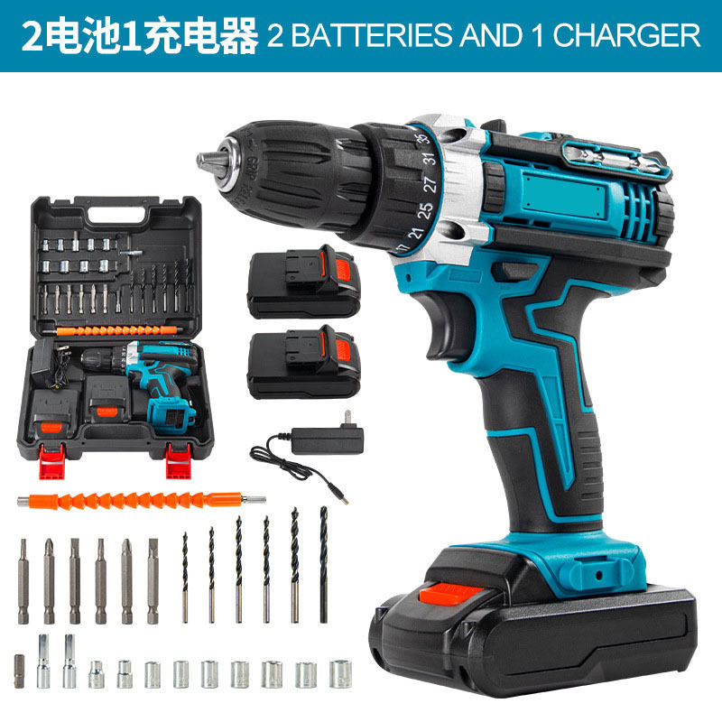 Household multifunctional 21V rechargeable impact drill lithium battery hand drill electric screwdriver drill set 260605