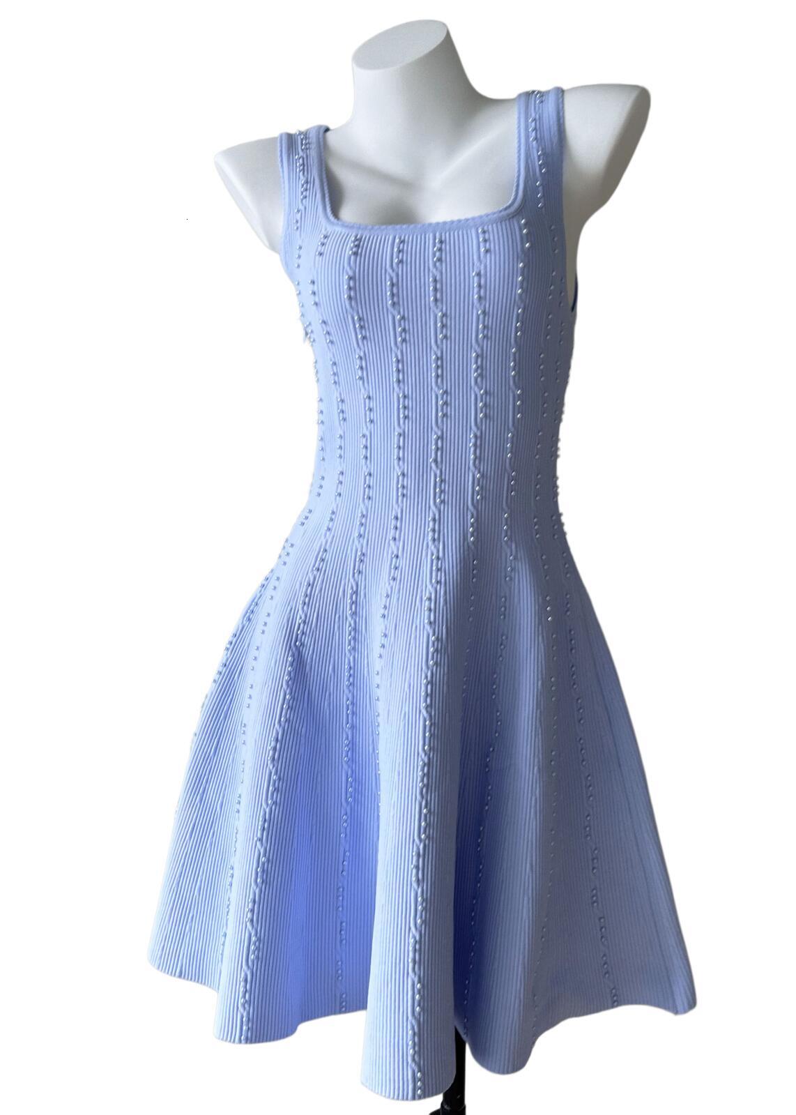 Knitted Bodycon Hot Stamping Diamond Hollow Out Bubble Sleeve Party Dress Luxury Designer Sandros Women Daily Office Lady - view 7