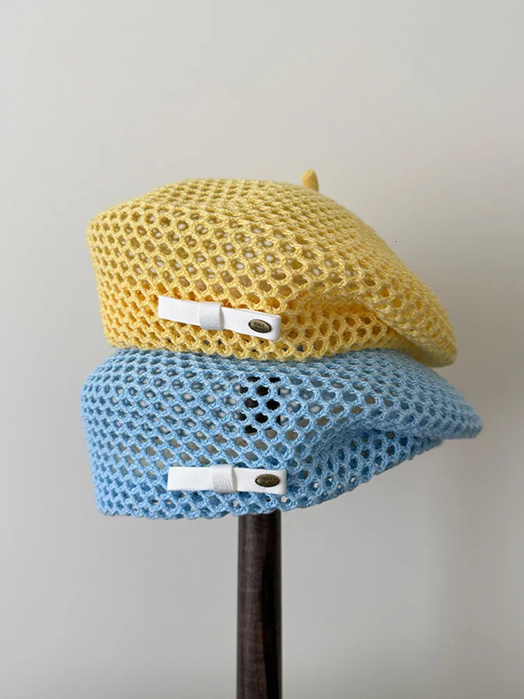 Japanese Straw Beret Women Summer French Literary Hollow Out Breathable Face Slim Thin Beanie Painter Hat 260618