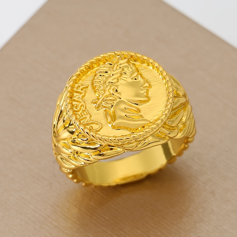 Anniyo Napoleon III Empereur Coin Ring Gold Plated Metal Ring for Women MenFrench African Arab Turkey Wedding Jewelry #097106 250604