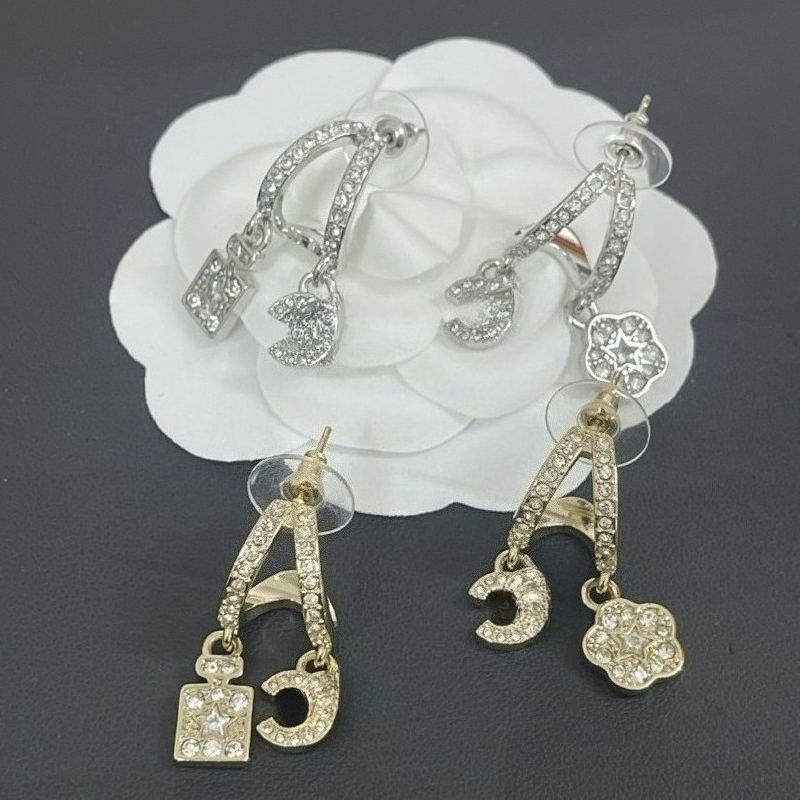 Luxury Casual Stud Earrings Jewelry Gold and Silver Color Earrings with Asymmetrical Design Peony Full Diamond Stud Earrings