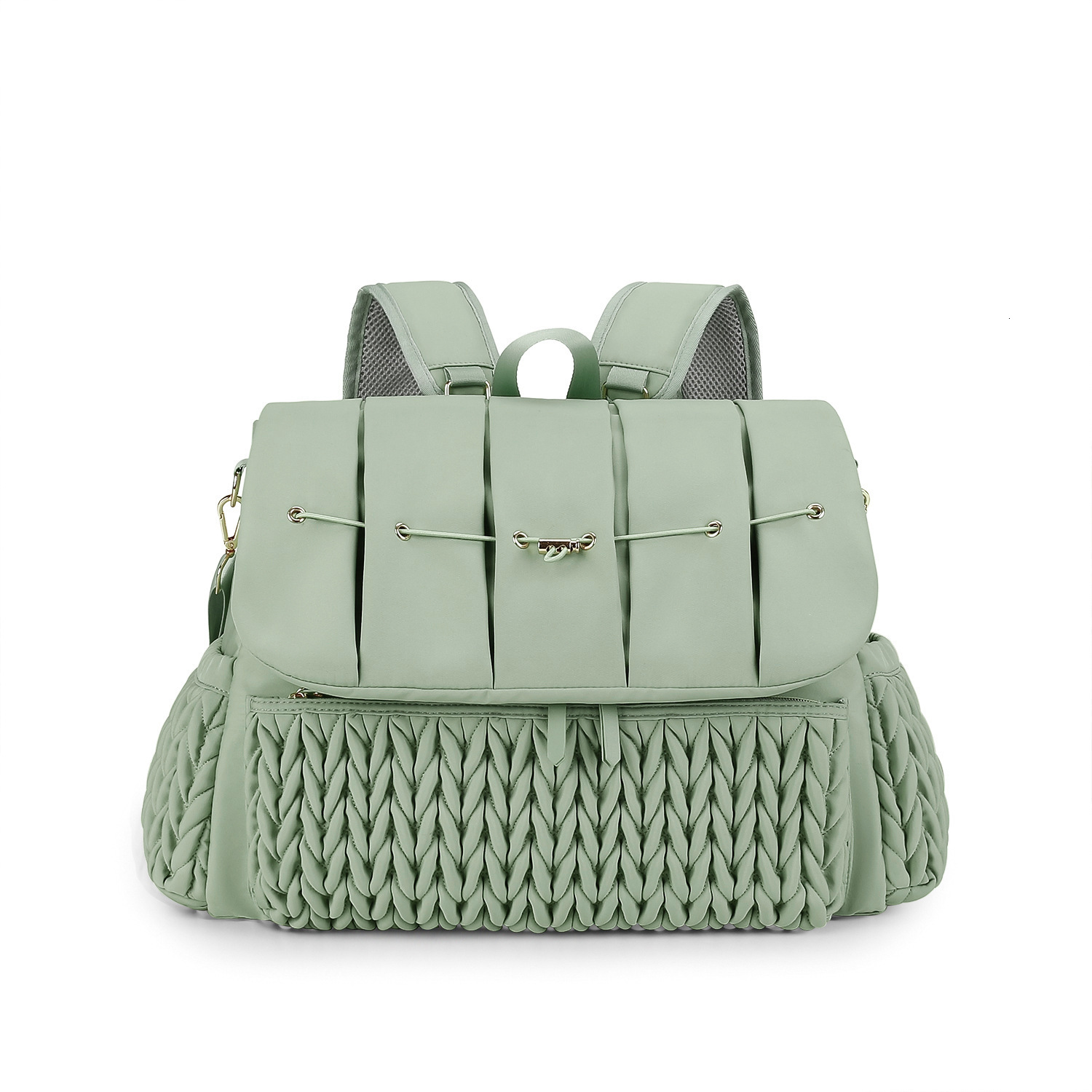 Quilted Embroidered Double Shoulder Mommy Bag Large Capacity Fashion Single Shoulder Handheld Mommy Bag Outdoor Travel Insulation Waterproof Diaper Ba