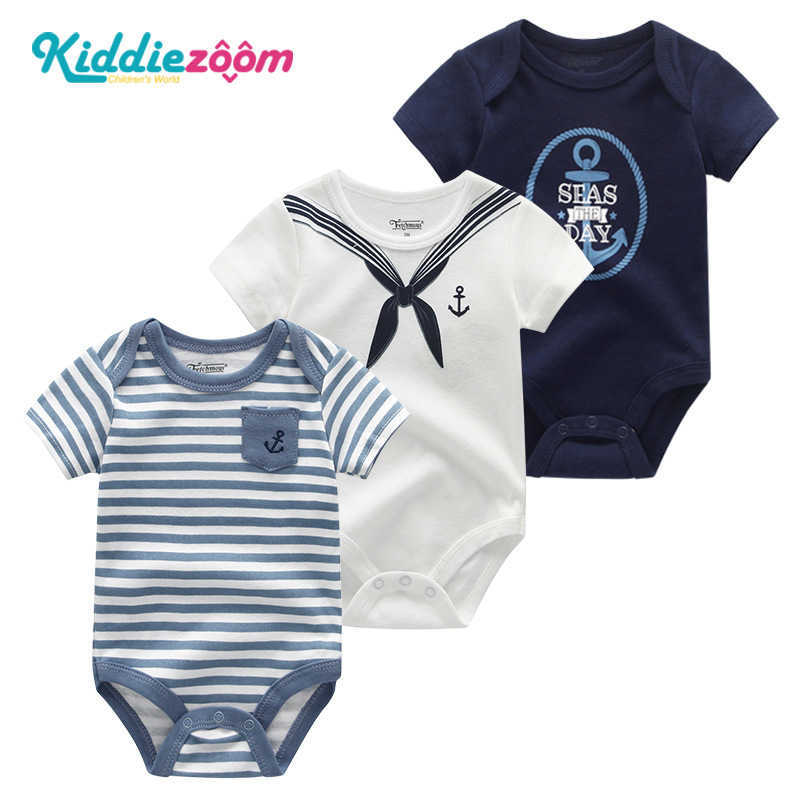 Kiddiezoom newborn bag fart clothes pure cotton clothes baby A-level triangle jumpsuit short sleeved crawling suit L260622S8X0