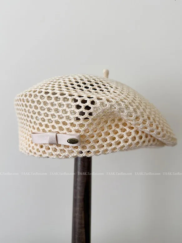 Japanese Straw Beret Women Summer French Literary Hollow Out Breathable Face Slim Thin Beanie Painter Hat 260618 - view 5