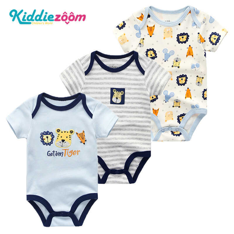 Kiddiezoom newborn bag fart clothes pure cotton clothes baby A-level triangle jumpsuit short sleeved crawling suit L260622S8X0