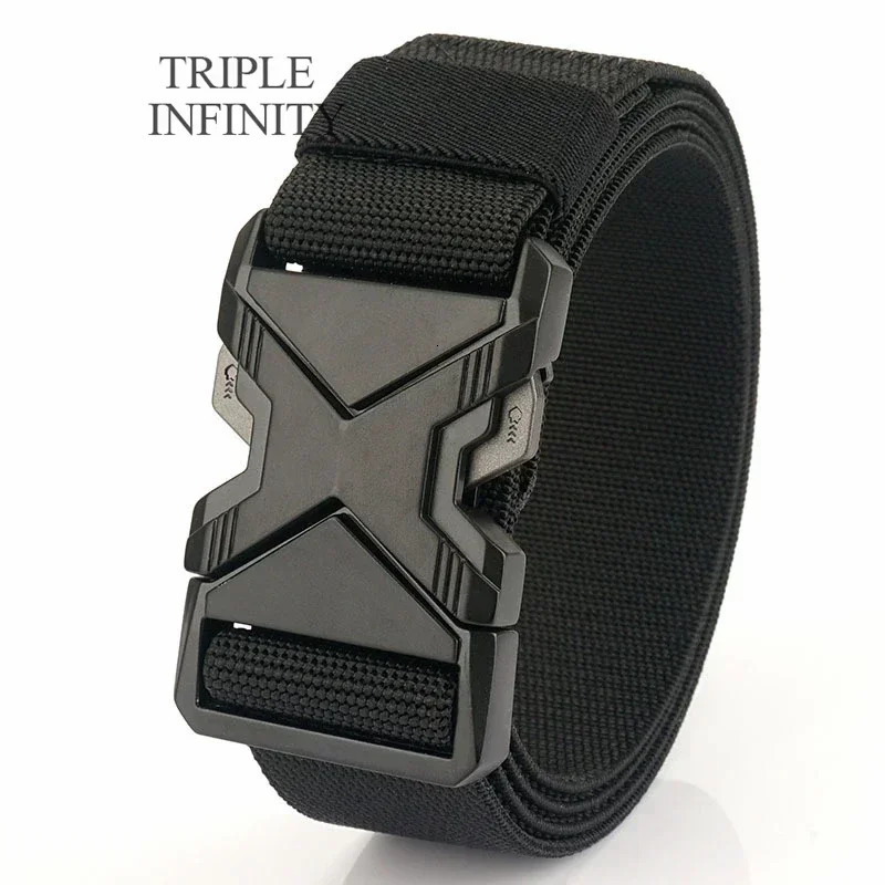 Quick Release Metal Pluggable Buckle Tactical Belt Breathable Elastic Military Belts For Men Stretch Pants Waistband Hunting 260622BJ