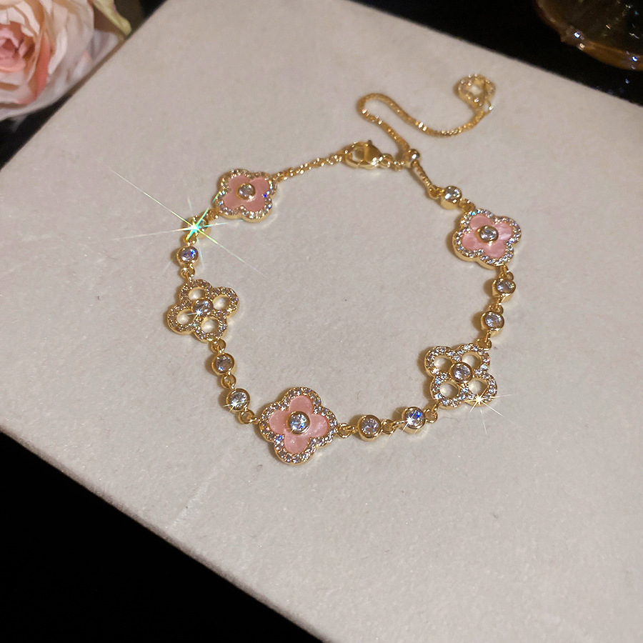 18k real gold plated zircon flower bracelet, light luxury high-end feel, niche fashion, versatile women's jewelry - view 5