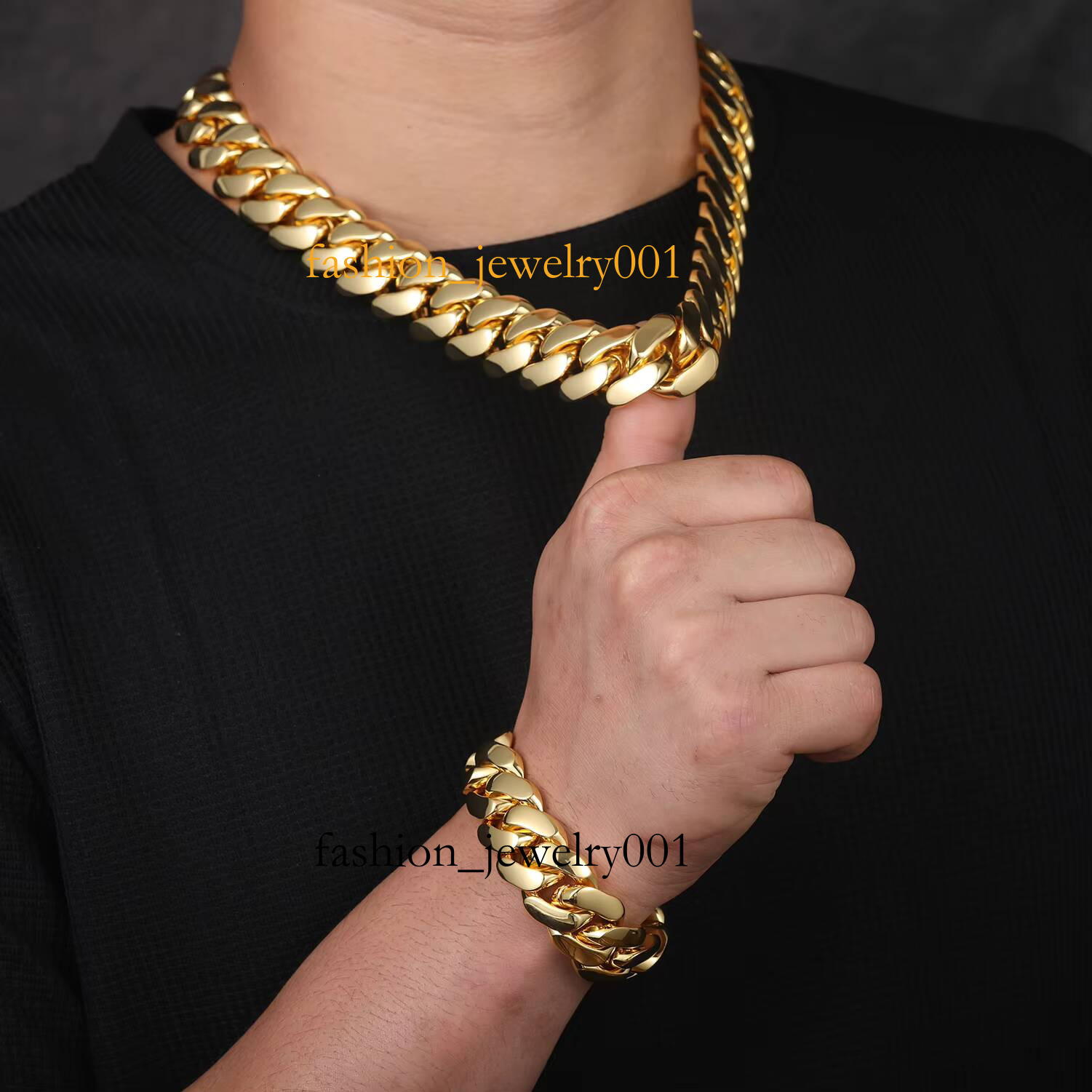 chain necklaceCadena Cubana Fashion Jewelry Hip Hop Mens 10mm 20mm 22mm 14K 18K Gold Plated Diamond Cut Miami Cuban Link Chain Bracelet Necklace - view 5
