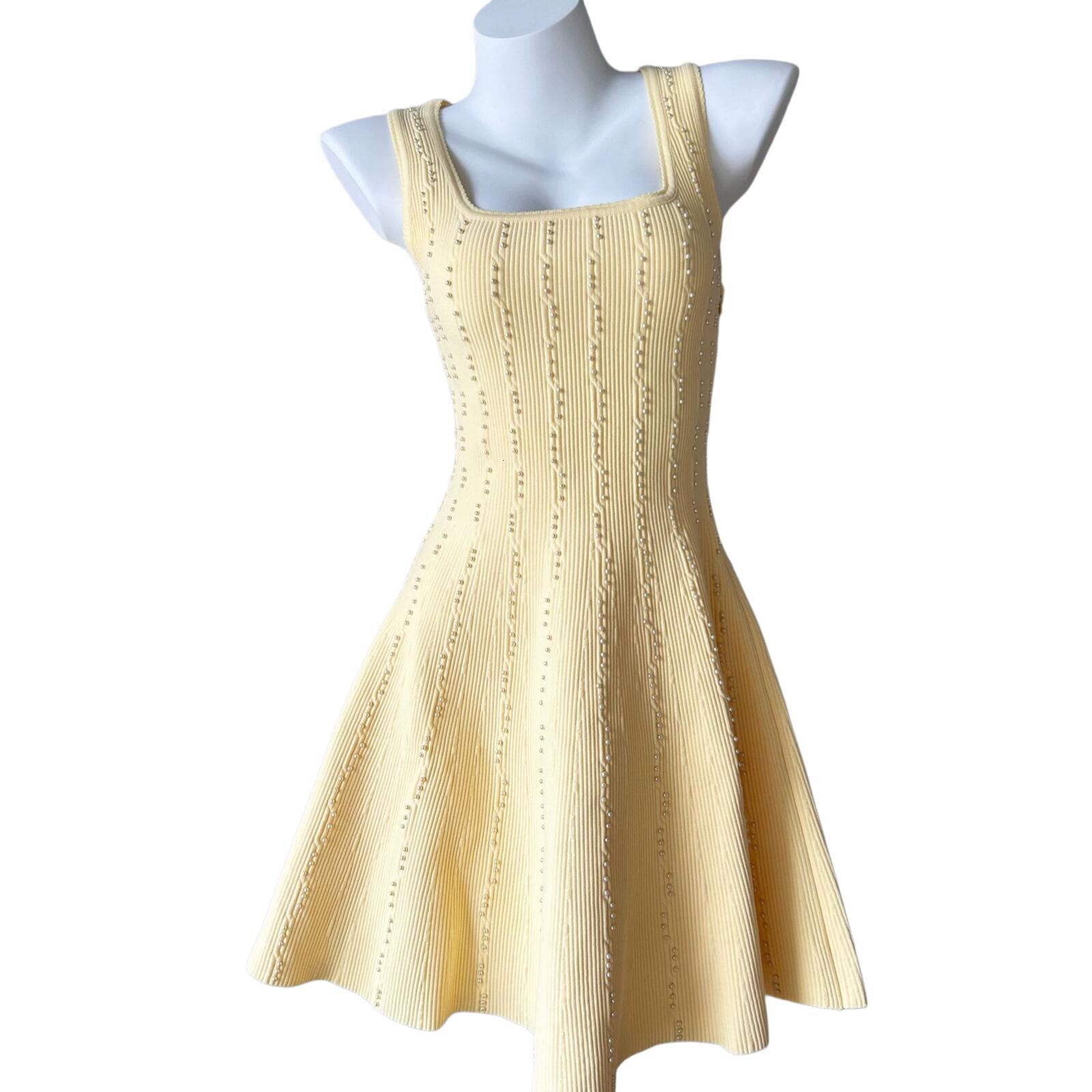 Knitted Bodycon Hot Stamping Diamond Hollow Out Bubble Sleeve Party Dress Luxury Designer Sandros Women Daily Office Lady - view 8