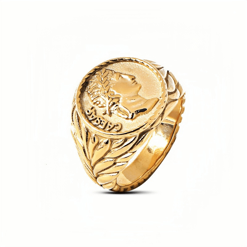 Anniyo Napoleon III Empereur Coin Ring Gold Plated Metal Ring for Women MenFrench African Arab Turkey Wedding Jewelry #097106 250604