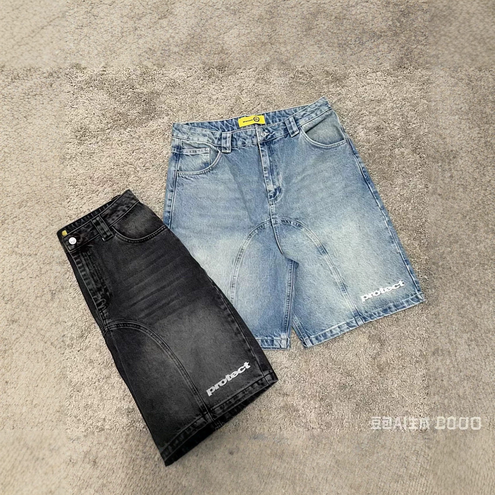 Protect Y2k Vintage Harajuku Short Americanstyle Pembroidered denim shorts y240820
