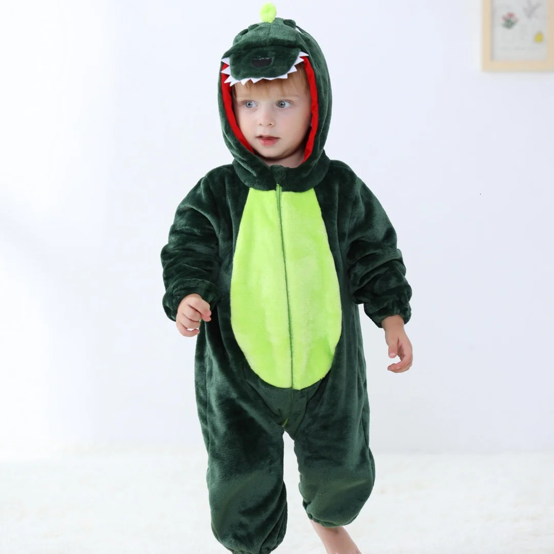 born Baby Green Dinosaur Animal Cartoon Romper Girls Pajamas Long Sleeve Hooded Onesies Infants Boys Costumes For Christmas 260622BJ - view 6