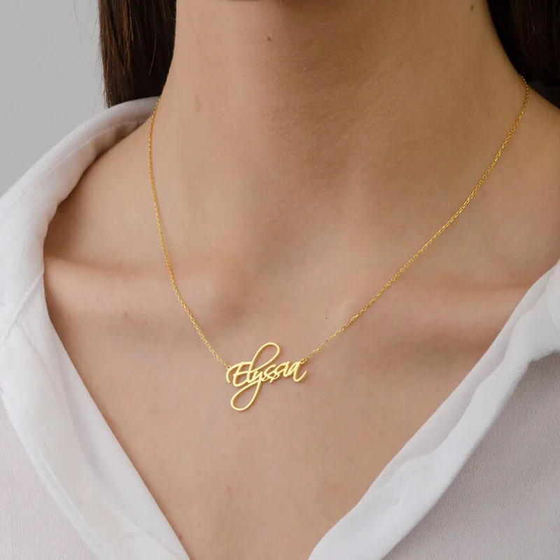 Custom Name Necklace For Women Man Personalized Stainless Steel Golden Nameplate Jewelry Fashion Letter Pendant Gift y260615 - view 4