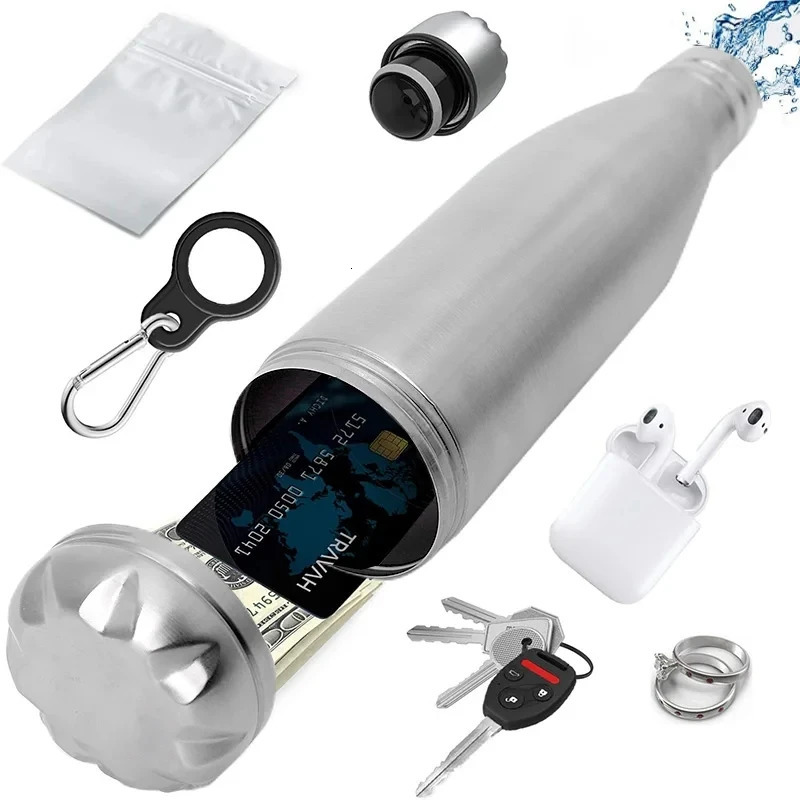 Secret Hidden Safe Steel Water Bottle Safe Money Box Secret Stash Spot Can Hidden Safes Storage Compartment for Cards Keys Cash 260622