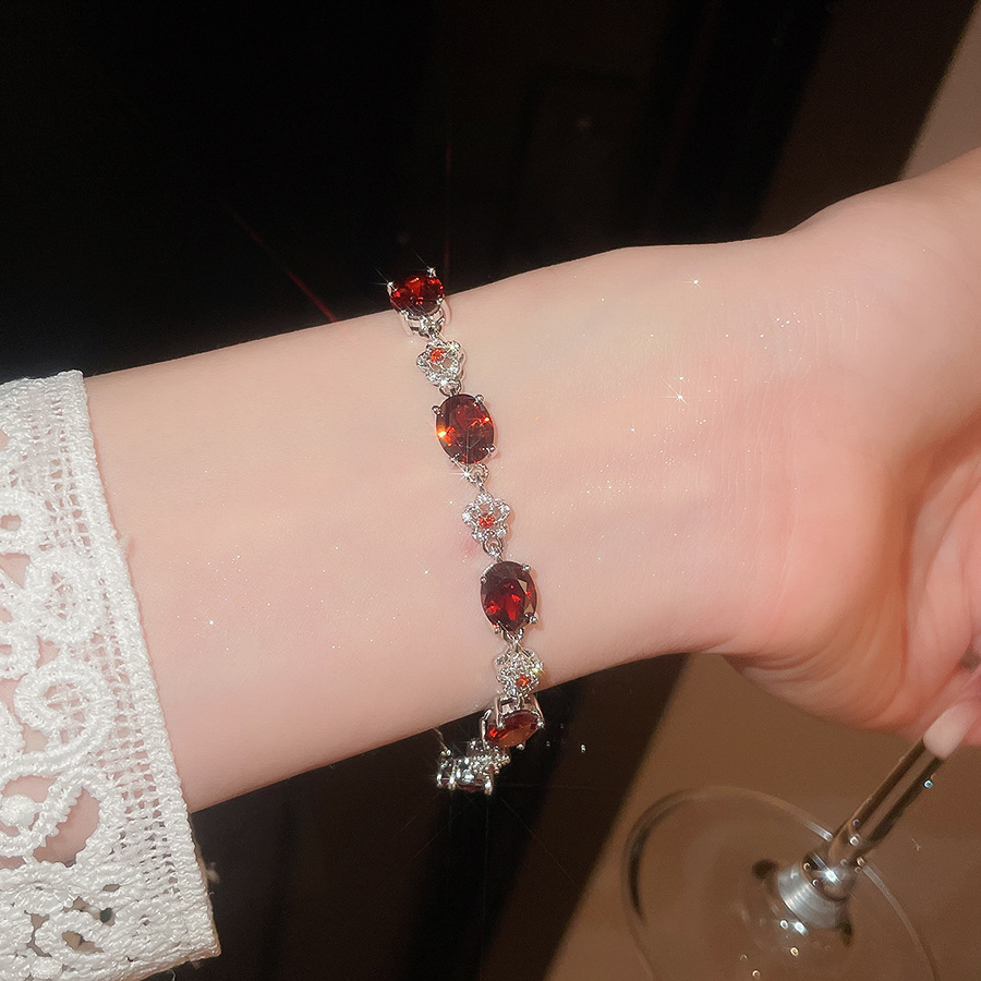 18k real gold plated zircon oval flower bracelet, popular in Japan Korea, fashionable wristband with a light luxury and high-end feel - view 8