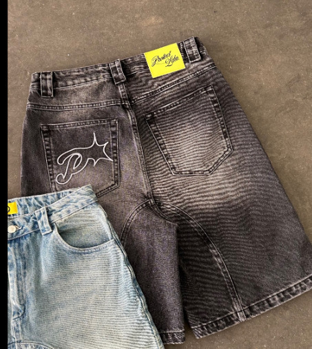 Protect Y2k Vintage Harajuku Short Americanstyle Pembroidered denim shorts y240820