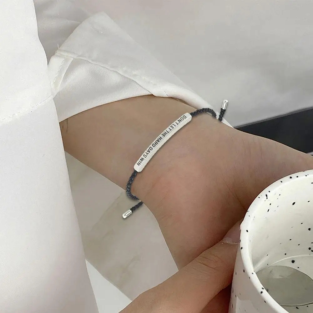 Steel Bent Tube Engraved Wristband Adjustable Win Days Woven Let Dont Bracelet Hand Personalized Hard 260611 - view 4