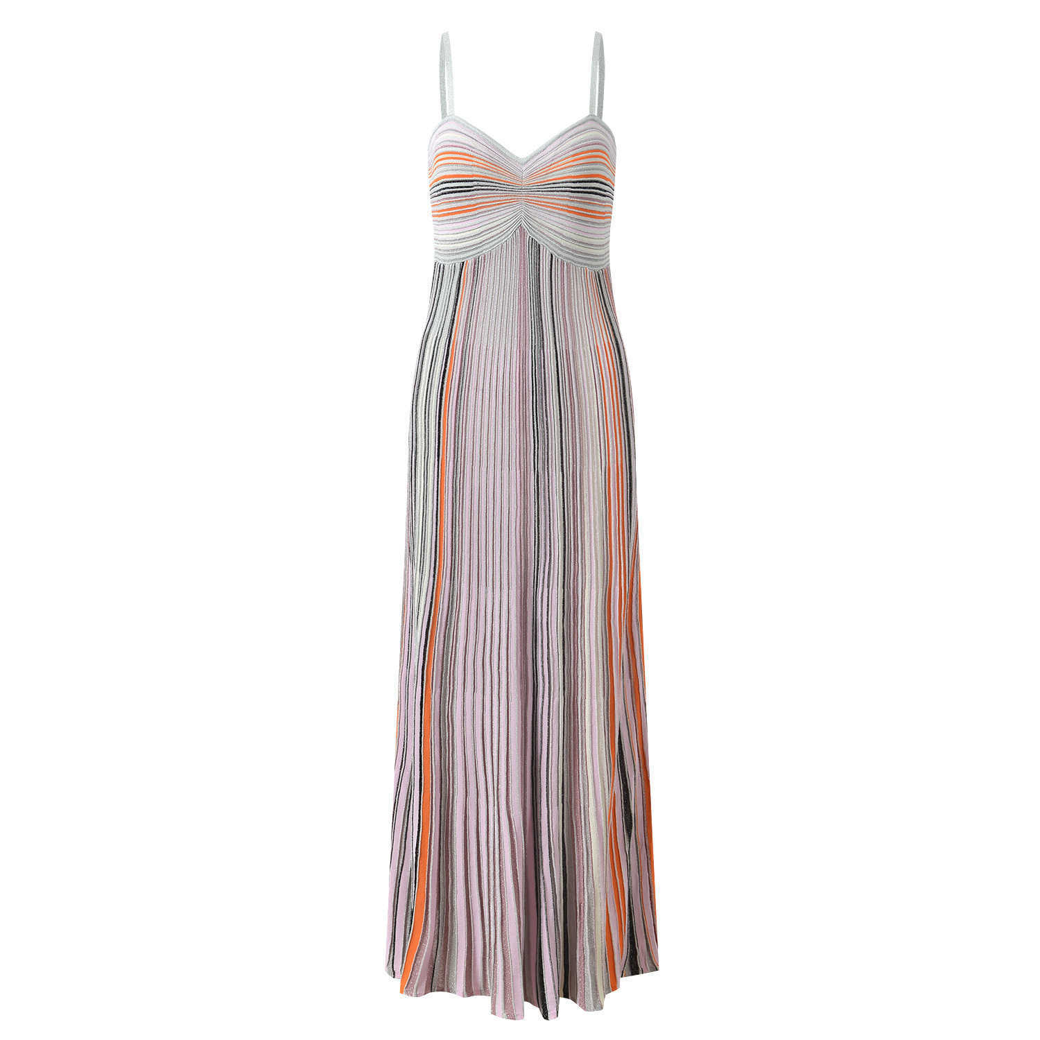 2025 Summer New Design Colorful Stripes Ruffled Long Dress Fashion Attraction Slim-Fitting and Slender-Hugging Strapless Dress L260521