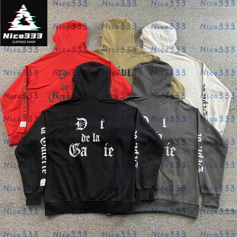Ga Deptt French gothic letters washed old retro loose cotton hundred street men and women casual hoodie