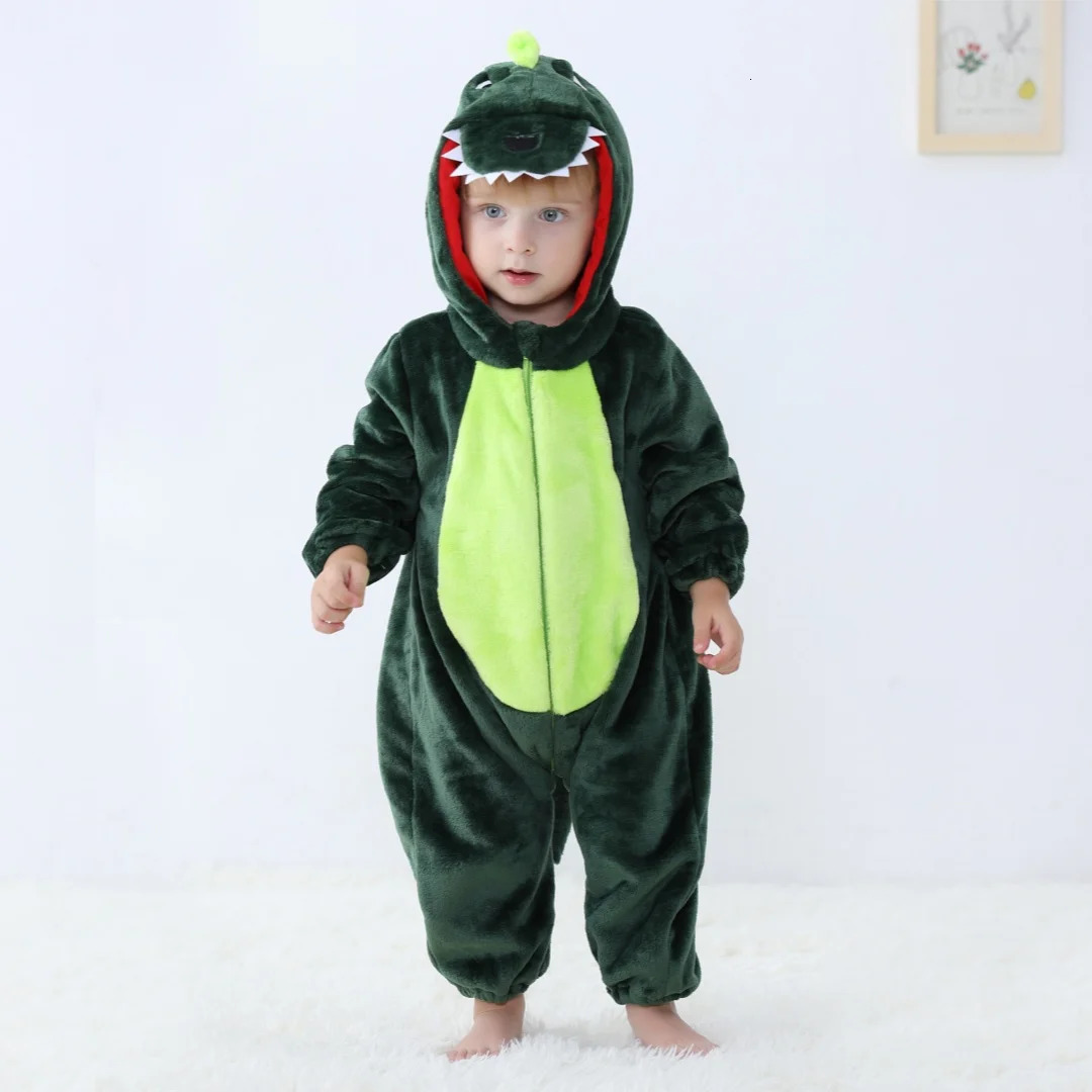 born Baby Green Dinosaur Animal Cartoon Romper Girls Pajamas Long Sleeve Hooded Onesies Infants Boys Costumes For Christmas 260622BJ - view 5
