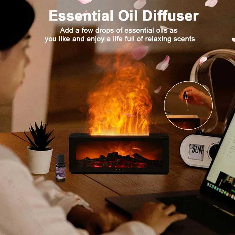 Creative Fireplace Air Humidifier Waterless Auto-Off Aroma Essential Oil Diffuser with LED Light Remote Control for Home Gift J260623 - view 7