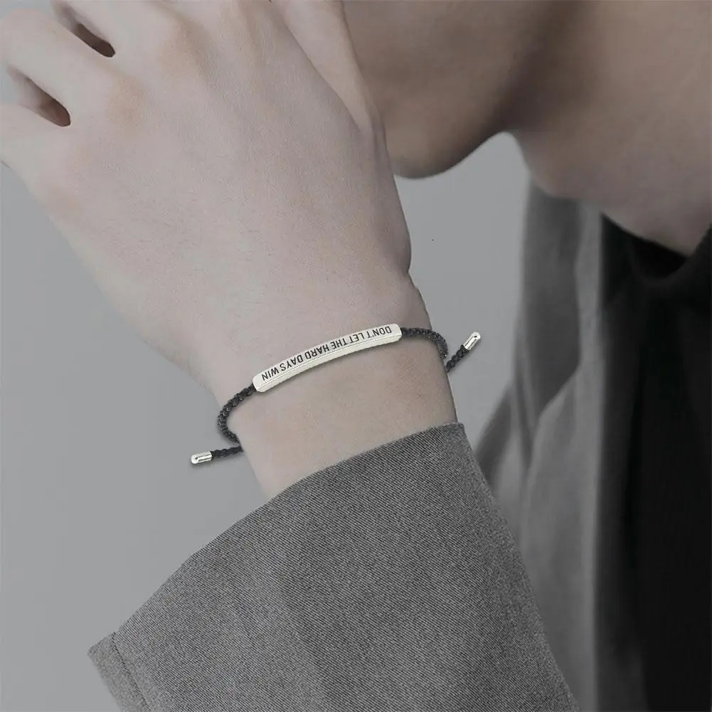 Steel Bent Tube Engraved Wristband Adjustable Win Days Woven Let Dont Bracelet Hand Personalized Hard 260611 - view 5