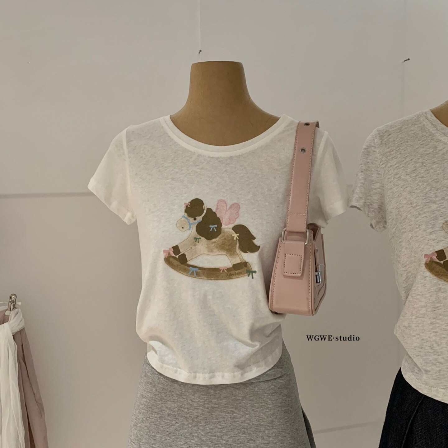 Korean Sweet Style Horse Print Versatile Loose Slimming Casual Short Sleeve T Shirt For Women W - view 5