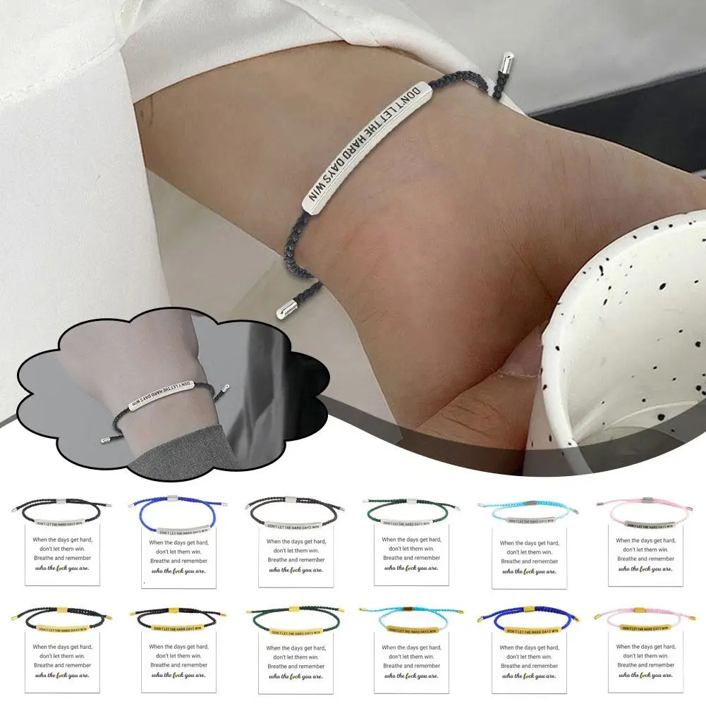 Steel Bent Tube Engraved Wristband Adjustable Win Days Woven Let Dont Bracelet Hand Personalized Hard 260611