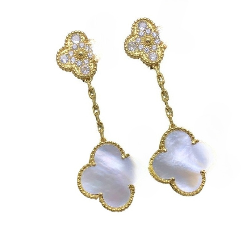Designer Jewelry Earrings Four-leaf Clover Stud Earrings Classic and Versatile Double Flower Earrings
