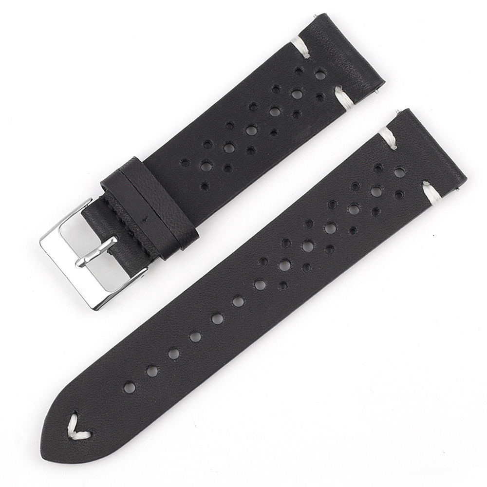 Retro Genuine Leather Watchband 18mm 20mm 22mm 24mm Calfskin Watch Straps Porous Breathable Handmade Stitching for Men 220412