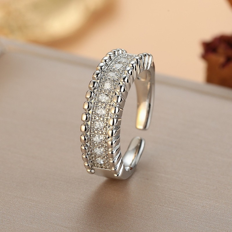 Korean-style Mid-range Luxury Ring Fashionable Diamond-studded Ring Adjustable Opening Ring