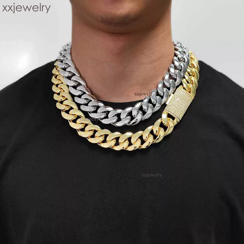 VVS Moissanite Bracelet Necklaces 14K 18K Gold Plated Solid Brass Miami Cuban Link Chain Hip Hop for Men - view 6