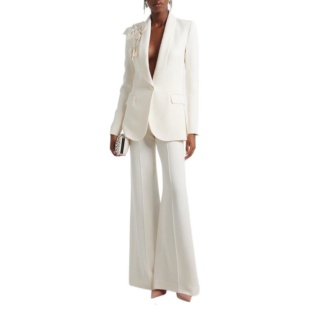 Suit Set 2026 Celebrity Fashion ThreeDimensional Floral Blazer and Trousers TwoPiece 240827
