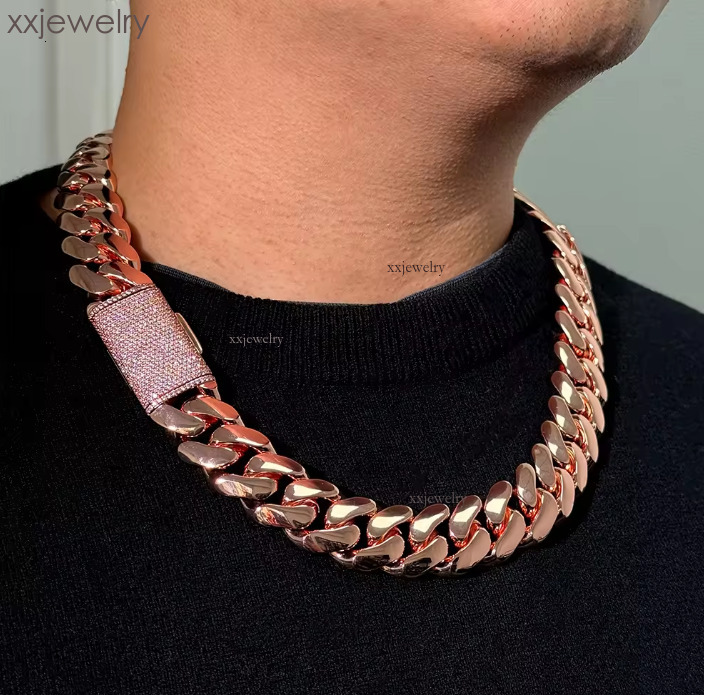 VVS Moissanite Bracelet Necklaces 14K 18K Gold Plated Solid Brass Miami Cuban Link Chain Hip Hop for Men - view 7