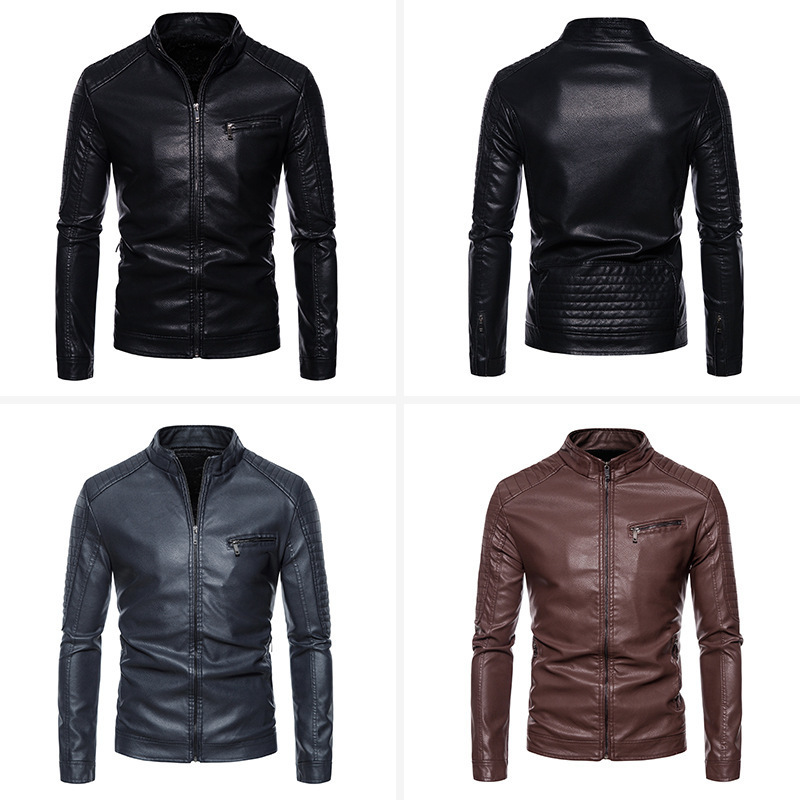 Fashion men leather jacket Spring autumn Casual PU coat mens motorcycle leather jacket New Male Solid color slim outerwear S-3XL T190903