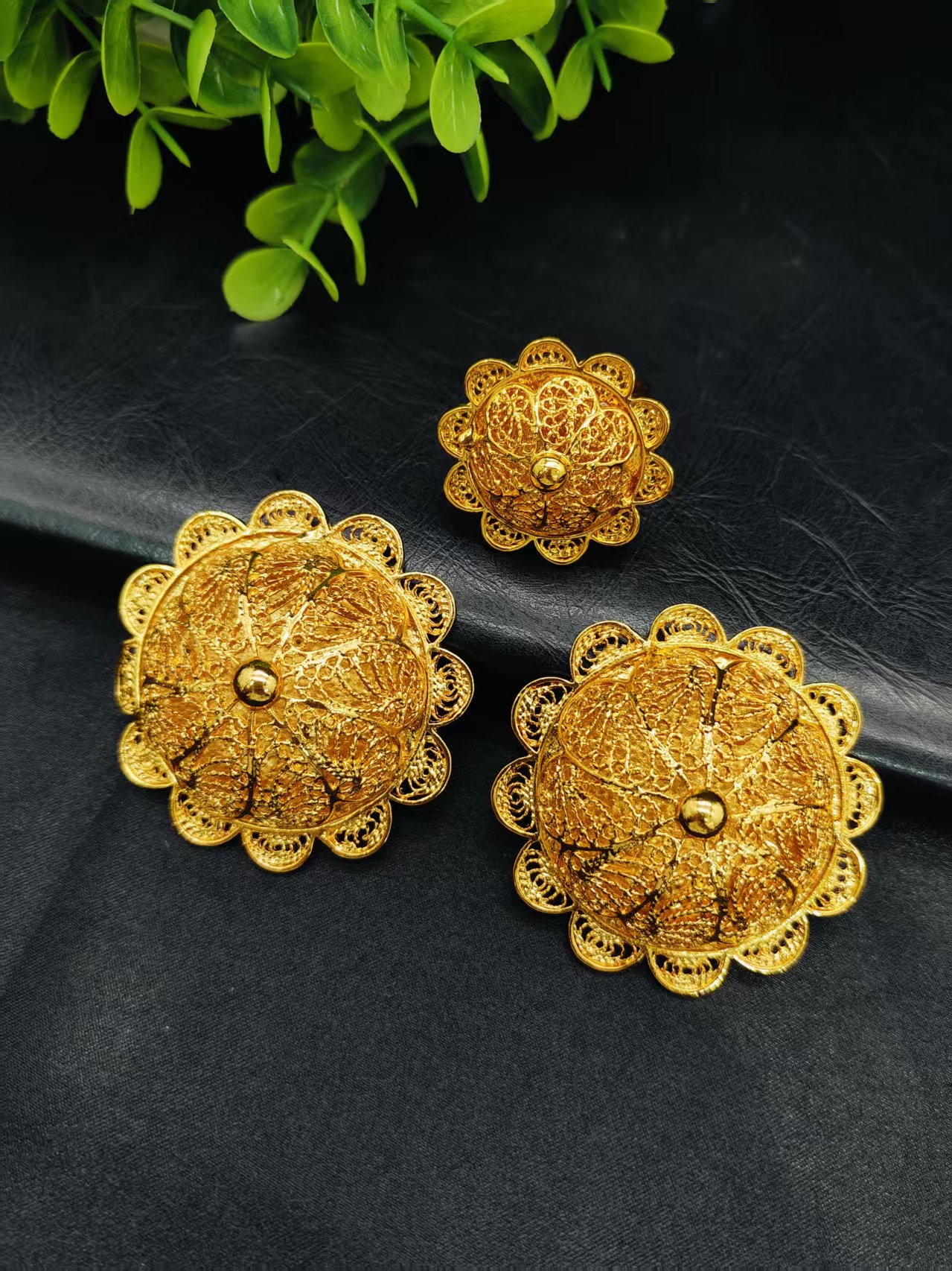 Luxury Ethiopian 24k Gold Color 6pcs Jewelry Sets For Women Dubai Big Flower Shape Nigerian Necklace Jewellery Set Gift Wedding - view 5